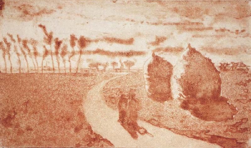 Twilight with haystacks, Camille Pissarro